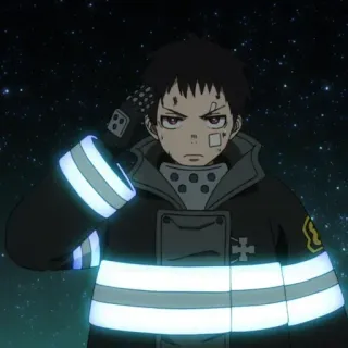 👮‍♂️ anime, firefighter, fire force, cartoon, manga whatsapp sticker