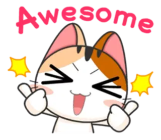 👍 Awesome gato, fofo, incrível, kawaii, adesivo, desenho animado telegram sticker