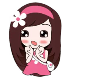 😮 卡通, 女孩, 可爱, 卡哇伊, 贴纸, 花, 粉色, 动漫 whatsapp sticker