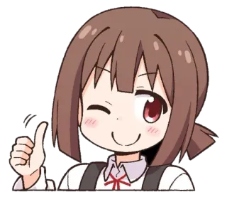 👍 Anime, Gadis, Kedipan mata, Jempol ke atas, Lucu telegram sticker