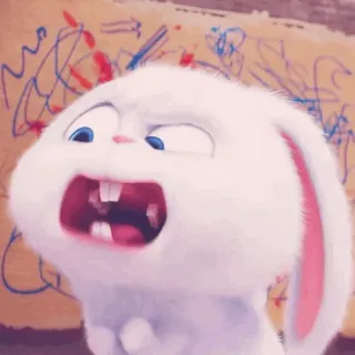 🎟 Snowball The Secret Life of Pets lapin, lapinou, blanc, mignon, dessin animé, animal whatsapp sticker