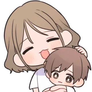 ☺️ Мультфильм, Женщина, Ребенок, Милый, Семья, Объятие telegram sticker