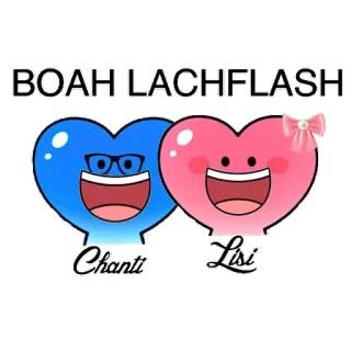 😂 BOAH LACHFLASH Chanti Lisi Herz, Cartoon, Paar, lächelnd, animiert, Text, süß, Liebe telegram sticker