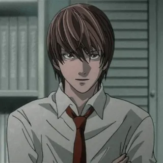 😈 Light Yagami Death Note Anime, Manga, Light Yagami, Death Note, Personaggio, capelli castani, cravatta rossa telegram sticker