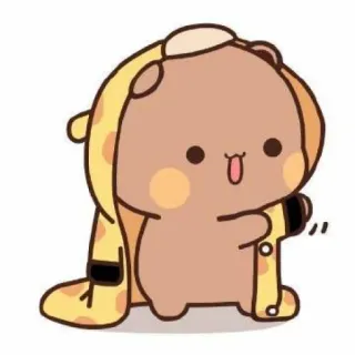 🍄 fofo, urso, animal, desenho animado, girafa, roupa, kawaii, adesivo telegram sticker