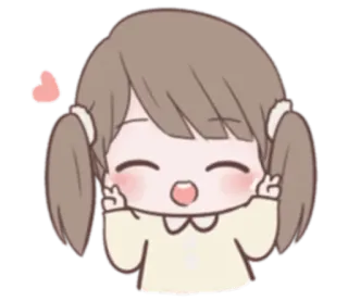 😍 desenho animado, menina, fofo, adesivo, kawaii whatsapp sticker