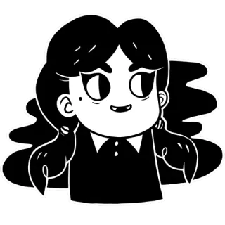 😁 girl, cartoon, black and white, drawing, illustration, woman telegram sticker