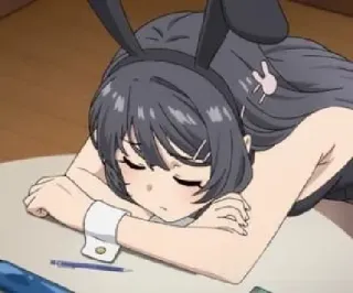 😴 Mai Sakurajima Rascal Does Not Dream of Bunny Girl Senpai Anime, Bunny Girl, Mai Sakurajima, Rascal Does Not Dream, Carino, Dormire, Ragazza Anime, Orecchie da Coniglio telegram sticker