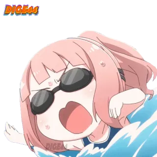 🏊‍♀️ DIGE44 动漫, 卡通, 游泳, 女孩, 水 whatsapp sticker
