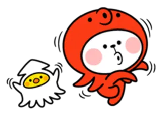 💃 Мультфильм, Животное, Персонаж, Наклейка, Милый, Осьминог, Цыплёнок whatsapp sticker