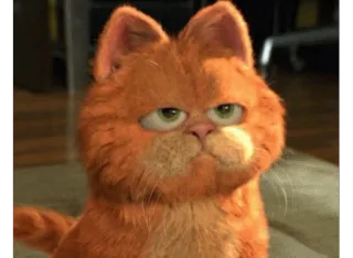 😑 Garfield cat, cartoon, orange, Garfield, grumpy, cute telegram sticker