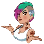 🤷♀️ V Cyberpunk 2077 Cyberpunk 2077, V, video game, character, girl, sticker telegram sticker