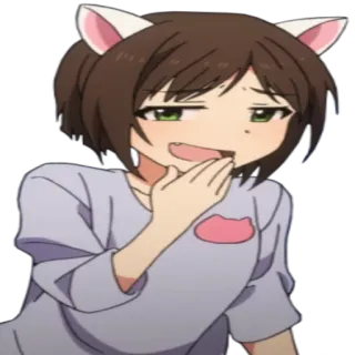 😏 Anime, Katzenohren, Mädchen, verschlafen, süß, Cartoon whatsapp sticker