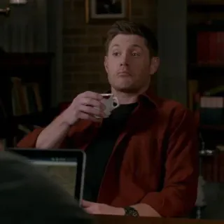 🎁 Dean Winchester Supernatural hombre, bebiendo, café, serie de tv, sobrenatural, dean winchester whatsapp sticker