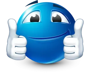👍 Sonriente, Pulgar arriba, Emoji, Azul, Positivo, Aprobación, Feliz whatsapp sticker