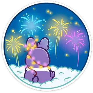 🤩 conejo, fuegos artificiales, dibujos animados, celebración, luces, lindo telegram sticker