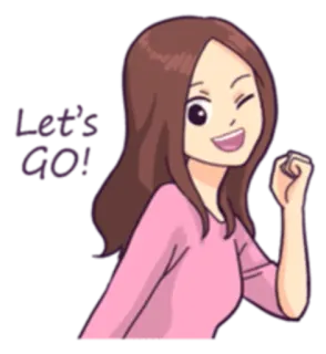 👍 Let's GO! alegre, mulher, entusiasmo, motivação, positivo telegram sticker