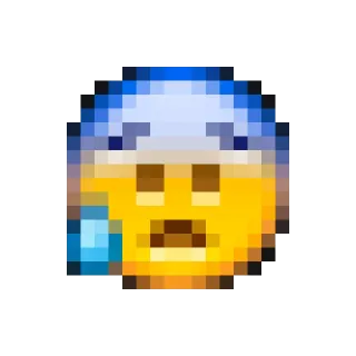 😰 emoji, pixel art, nervous, worried, sweating telegram sticker