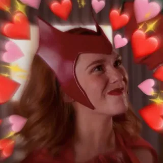 ☕️ Scarlet Witch Feiticeira Escarlate, Marvel, Quadrinhos, Super-herói, Corações, Amor telegram sticker
