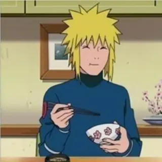 😳 Minato Namikaze Naruto anime, character, eating, naruto, minato, ramen, food telegram sticker