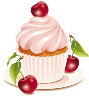 🍰 cupcake, cherries, dessert, sweet, food telegram sticker
