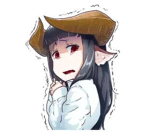 😦 ragazza anime, ragazza demone, corna, fantasy, nervosa telegram sticker