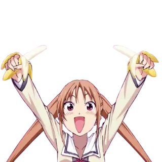 🍌 Anime, Menina, Banana, Feliz, Fofo telegram sticker
