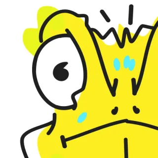 😨 만화, 파충류, 카멜레온, 노란색, 동물, 스티커 telegram sticker