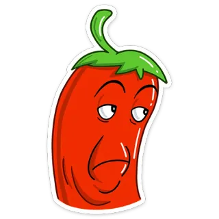 😦 papryczka chili, czerwona papryka, kreskówka, jedzenie, warzywo, śmieszne, wyraz telegram sticker