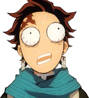 🤯 Tanjiro Kamado Demon Slayer Anime, Demon Slayer, Tanjiro, assustado, engraçado telegram sticker