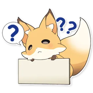❓ fuchs, fragezeichen, süß, tier, cartoon, aufkleber, leeres schild whatsapp sticker