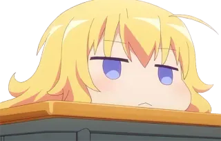 😌 Аниме, Милый, Девушка, Скучно, Стол telegram sticker