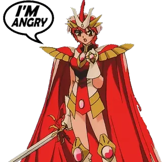 😡 I'M ANGRY Anime, Personagem, Bravo, Espada, Armadura, Vermelho, Ouro telegram sticker