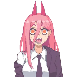 😅 Power Chainsaw Man Аниме, Манга, Человек-бензопила, Пауэр, Демон, Персонаж, Портрет telegram sticker