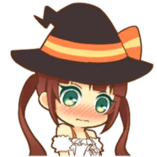 😚 마녀, 할로윈, 귀여운, 치비, 만화, 애니메이션, 소녀 telegram sticker