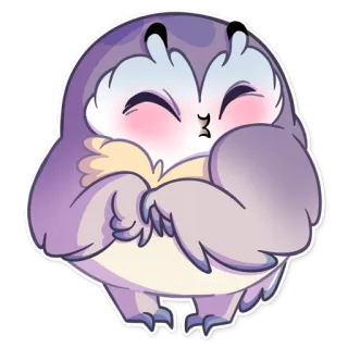 😚 burung hantu, imut, kawaii, hewan, kartun telegram sticker