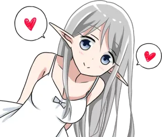 🙂 Anime, Elfo, Fofo, Coração, Garota whatsapp sticker