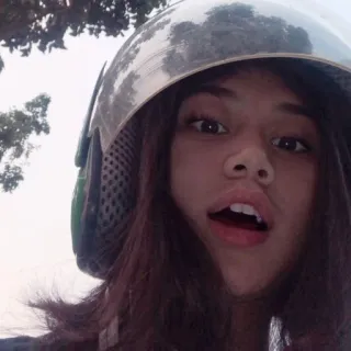💗 capacete, menina, mulher, selfie, retrato, jovem whatsapp sticker