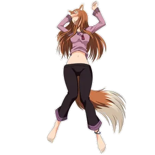 😖 Аниме, Девушка-лиса, Спящий, Милый, Фэнтези, Антро, Фурри telegram sticker