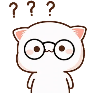 🤓 ??? gatto, punti interrogativi, confuso, occhiali, gatto cartone animato, bianco telegram sticker