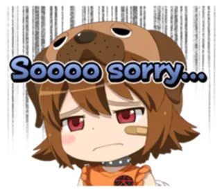 😟 Soooo sorry... sorry, apology, cartoon, sad, cute, dog, regret telegram sticker