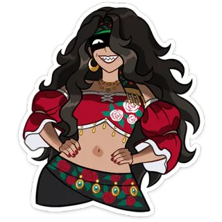 😈 woman, cartoon, red, roses, belly dancer, character telegram sticker