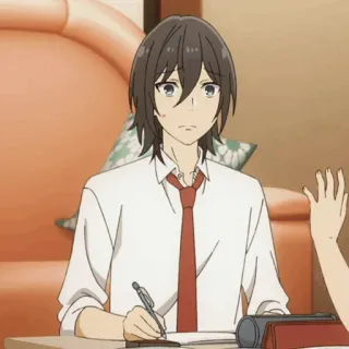 🌚 Izumi Miyamura Horimiya Anime, Estudiante, Escritura, Uniforme escolar, Retrato telegram sticker