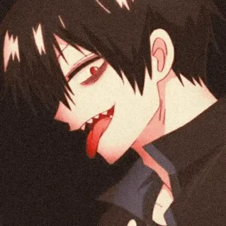 😛 Anime, Manga, Charakter, Zunge, schwarze Haare, rote Augen telegram sticker