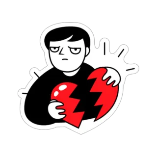 ❤ crepacuore, triste, cuore spezzato, cartoni animati, tristezza, emotivo whatsapp sticker