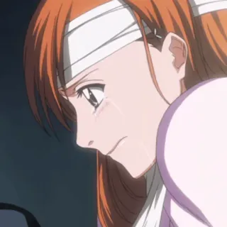 😢 Orihime Inoue Bleach anime, girl, injured, crying, character telegram sticker