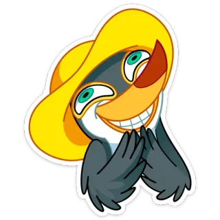 ☺️ cartoon, bird, hat, smiling, cute, sticker telegram sticker