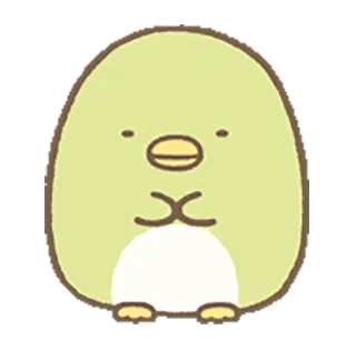 😐 kawaii, penguin?, cute, green, character, sticker whatsapp sticker