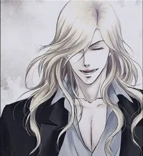 🌟 Anime, Vampiro, cabelo comprido, homem, presas telegram sticker