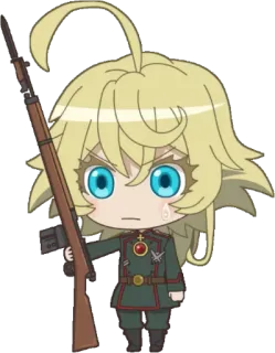 🔫 Tanya Degurechaff Saga of Tanya the Evil Anime, Militar, Arma, Chibi, Tanya Degurechaff, Saga de Tanya la Malvada telegram sticker